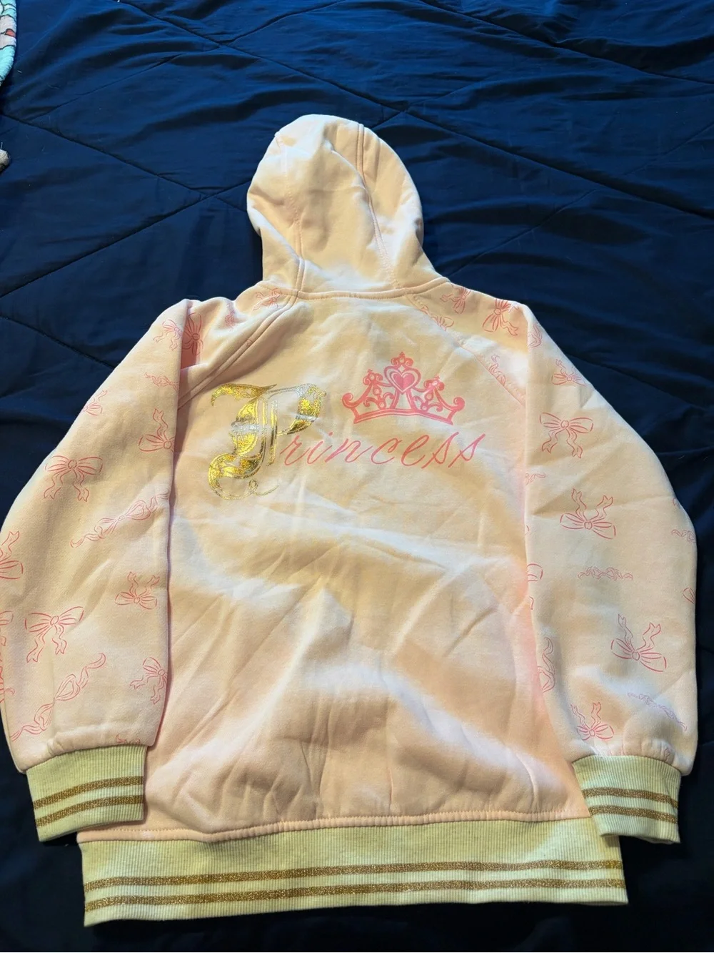 Disney Girls Light Pink Hooded Princess Zip-Up Sweatshirt